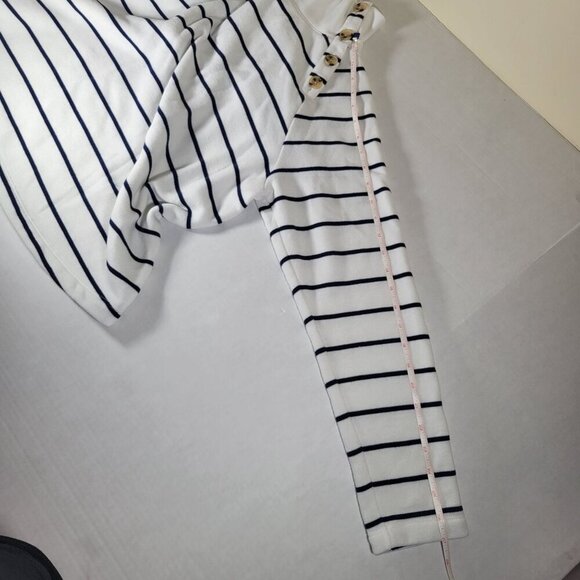 J.Crew Women White Navy Stripe Button Neck Long Sleeve Cotton Blend Tunic Size L - Picture 10 of 10